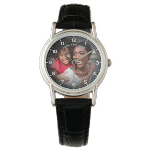 Relógio Foto Personalizada Moderna & Texto Personalizado p