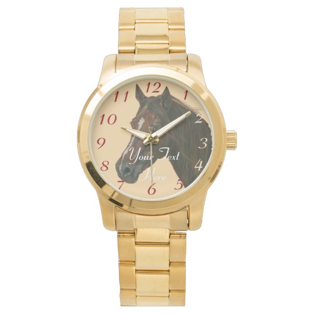 Relógio fotografia equina do cavalo castanho-castanho (Frente)