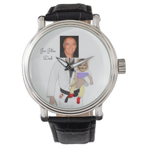 Relógio Fotos personalizadas e texto manuscrito do Pai Jiu