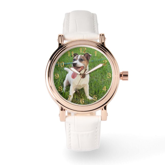 Relógio Fox Terrier, Língua Em Cheek, (Frente)