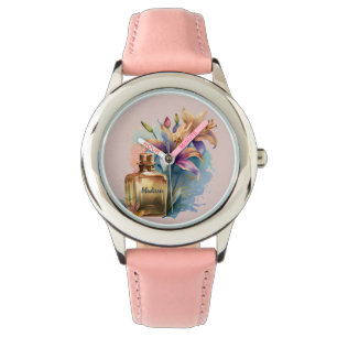 Relógio Frasco de Perfume Floral Único Personalizado Rosa