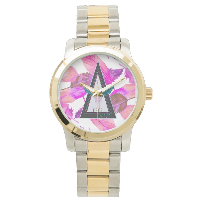 Relógio Free Spirited Flamingo Pnk Feathers eWatch Watch (Frente)