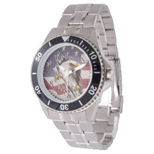 Relógio Freedom Bald Eagle American Flag Watch