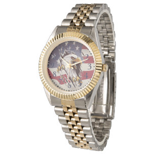 Relógio Freedom Bald Eagle American Flag Watch
