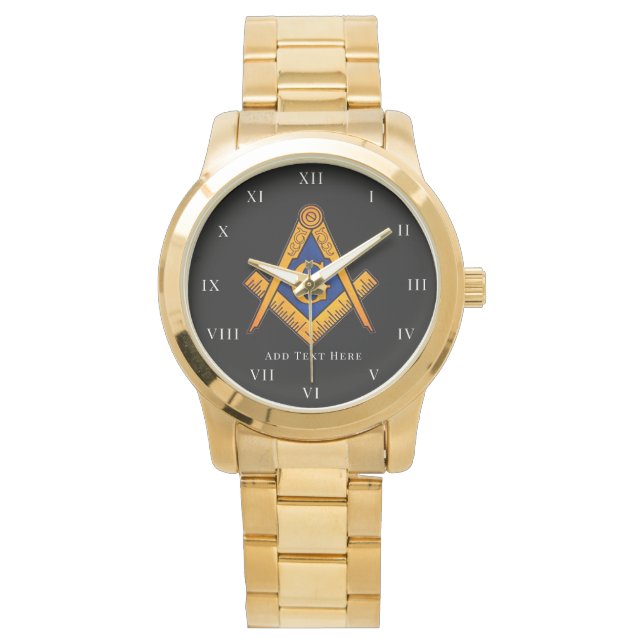 Relógio Freemason Square e Compass Charity Masonic Dourado (Frente)