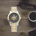 Relógio Freemason Square e Compass Charity - Ouro Masônico<br><div class="desc">Então mote,  Freemason,  quadrado e bússola,  caridade,  relógio de símbolo Masônico.</div>