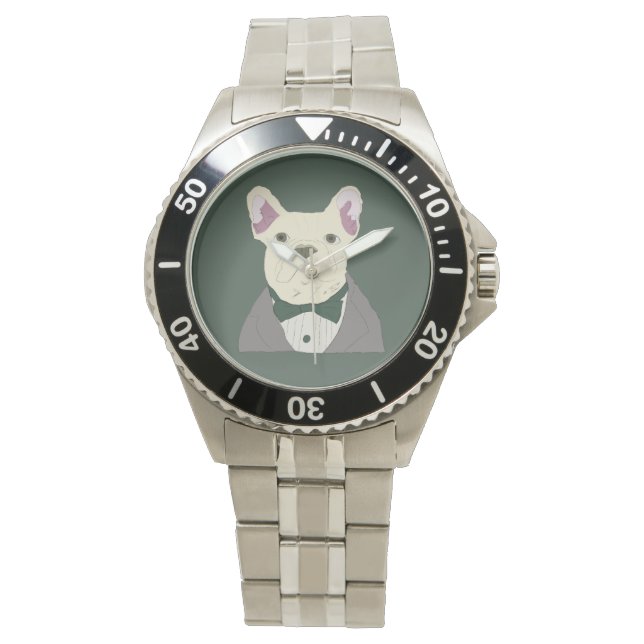 Relógio French Bulldog in tux (Frente)