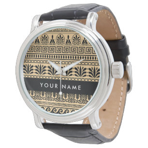 Relógio Fretwork Grego, Chave Meandro Mista, Marrom, Seu N