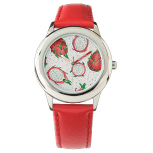Relógio Fruta do dragão vermelho em branco