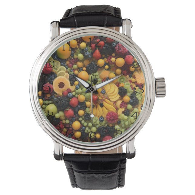 Relógio Frutas Aproximam-Se De Fruta Colorida Deliciosa, (Frente)