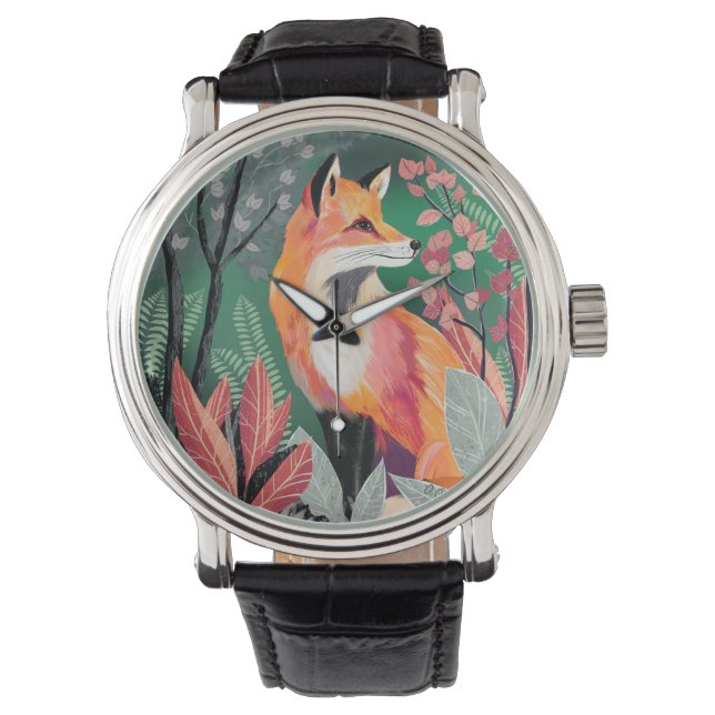 Relógio Fuchs Zauberwald Hand-Painted Nature Illustrations (Frente)