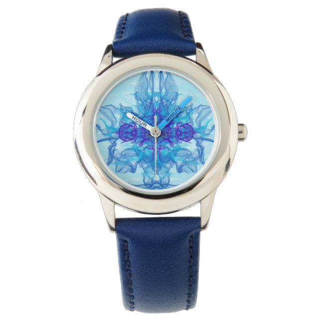 Relógio FUMAÇA AZUL - Arte Fractal - (Frente)