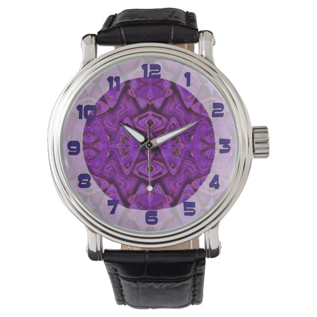 Relógio fundo de padrão roxo (Frente)