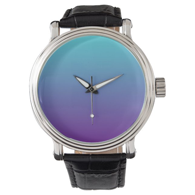 Relógio Fundo Gradiente Simples Roxo Turquesa Azul (Frente)