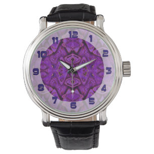 Relógio fundo roxo do teste padrão
