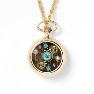 Relógio Fundo Rusty Steampunk com Lentes Turquesa