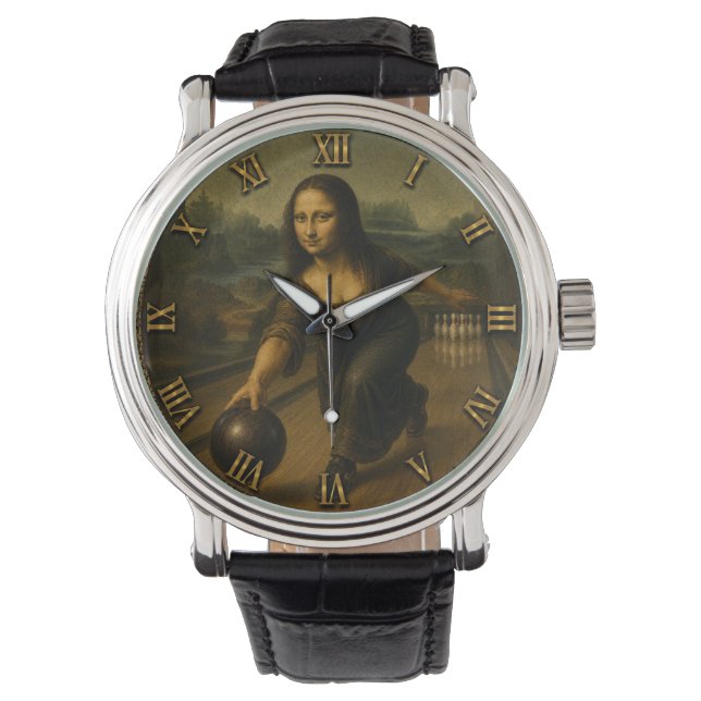 Relógio Funny Bowling Mona Lisa Bowler Gift (Frente)