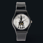 Relógio Funny Fierce Black Cat Cartoon<br><div class="desc">Funny Fierce Black Cat Cartoon Character looking menacing. Original Vector Art Design © BluedarkArt TheChameleonArt.</div>