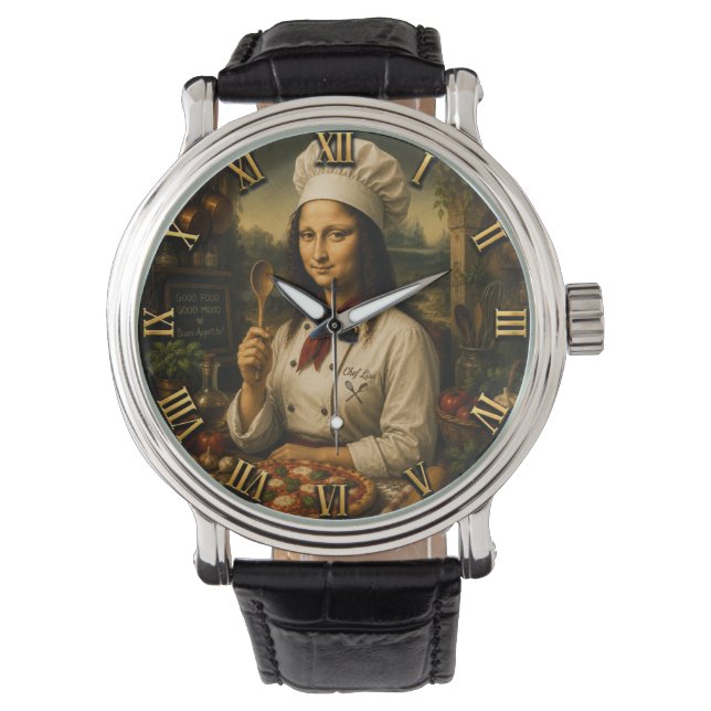 Relógio Funny Mona Lisa Chef  Kitchen Decor (Frente)