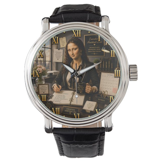 Relógio Funny Mona Lisa Executive Assistant (Frente)