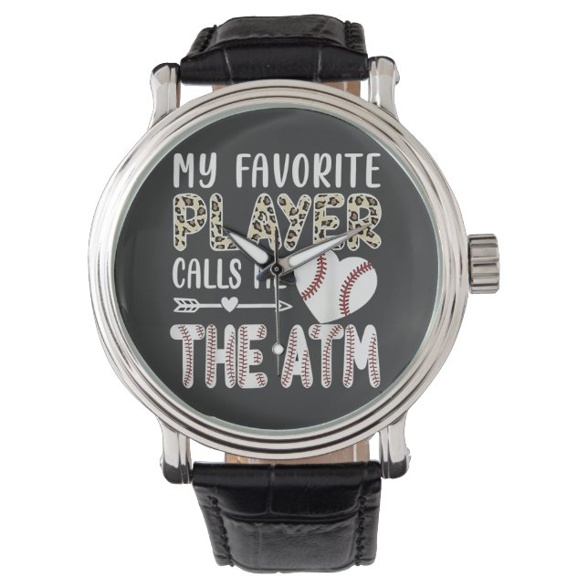 Relógio Funny My Favorite Player Calls Me The ATM Baseball (Frente)