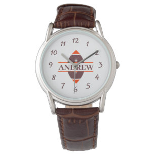 Relógio Futebol Personalizado: Brown Leather Watch