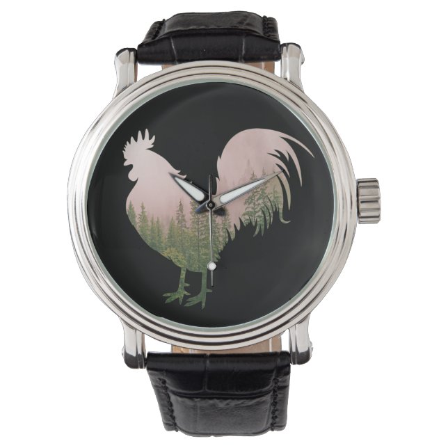 RELÓGIO GALO DA NATUREZA ESTILO FLORESTA (Frente)