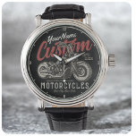 Relógio Garagem Personalizada do Biker Cruiser de Motocicl<br><div class="desc">Design de Garagem de Biker Rebel Cruiser de Motocicleta Personalizado,  com Cruzador de Gordura com Hangers Ape. Personalize com seu nome ou texto personalizado.</div>