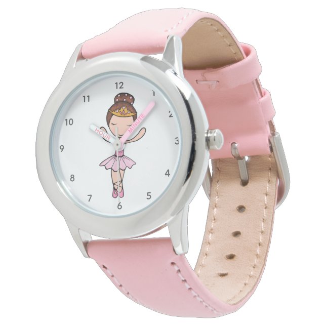 Relógio Garota Ballerina Rosa-Gelada com Tiara Watch (Angular)