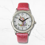 Relógio Garota Floral Rosa-Rosa Cinzenta Cinzenta Unicóric<br><div class="desc">O Relógio de Meninas Cinzentas Cinzentas Florais Personalizadas de Nome Rapariga Rosa Unicorn apresenta um unicórnio fofo com estrelas,  corações e flores. Personalizado com seu nome. Presentes perfeitos para as raparigas no aniversário,  Natal,  feriados e muito mais. Elaborado por ©Evco Studio www.zazzle.com/store/evcostudio</div>