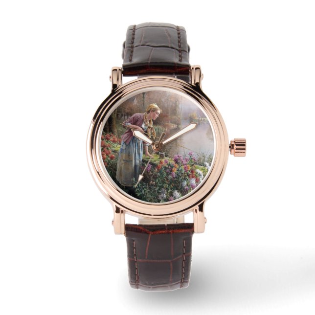 Relógio Garota francesa pescando na Bretanha (Frente)