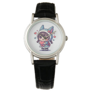 Relógio Garota Kawaii Chibi com Coração