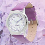 Relógio Garota Personalizada Nome Stainless Steel Purple S<br><div class="desc">Personalizar Menina Nome De Aço Inoxidável Roxo Strap Kid Watch.</div>