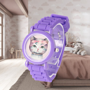 Relógio Gatinho bonito com o eWatch de Arco rosa