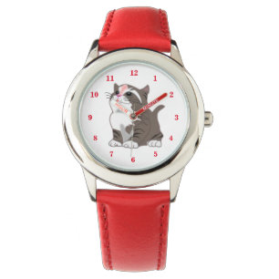 Relógio Gatinho Bonito - Vermelho