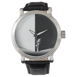 Relógio Gato Branco Em Sombras Pretas