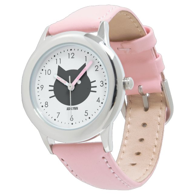 Relógio Gato de Gatinho Rosa bonito (Angular)