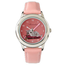 Relógio Gato de janeiro bonito com cravos