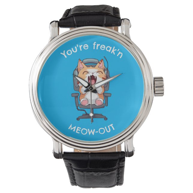 Relógio Gato Engraçado Freak'n Meow Out (Frente)
