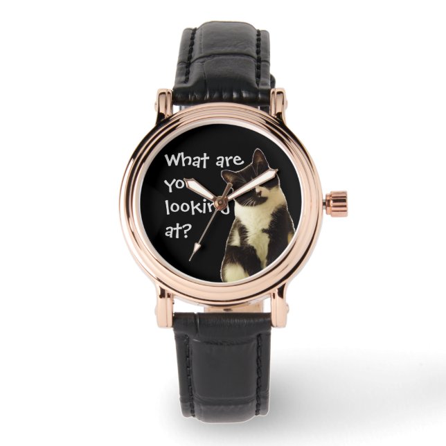 Relógio Gato Engraçado "O que você está olhando!" (Frente)