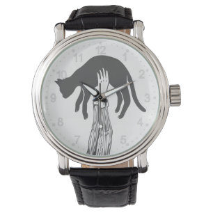 Relógio Gato nas mãos do proprietário - Escolha a cor de t