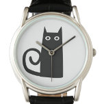 Relógio Gato Negro<br><div class="desc">Um gato preto divertido para dar sorte. Arte original de Nic Squirrell.</div>