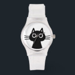 Relógio Gato Preto Curioso | Funky Feline Fashion<br><div class="desc">Este relógio original de pulso de gato preto está disponível em estilos variados para homens, mulheres e crianças. Gatinho preto picante com olhos largos e sussurros longos. Um legal acessório de moda que faz um presente excelente para amantes de gatos. Visite o Doodle World de Jenn para muitos mais relógios...</div>