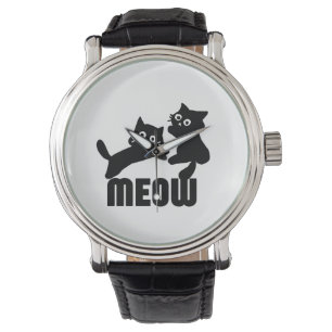 Relógio gato preto, miau