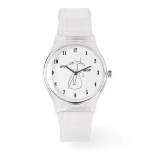 Relógio Gato Preto Slinky Meow Meow Texto Personalizado Ol