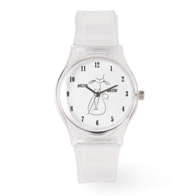 Relógio Gato Preto Slinky Meow Meow Texto Personalizado Ol (Frente)