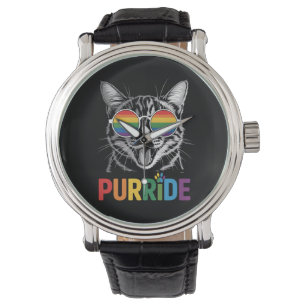 Relógio Gato Purride Gay Lésbica Arco-íris LGBTQ Aliado Or