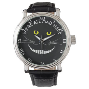 Relógio Gato transparente de sorriso de Cheshire com olhos