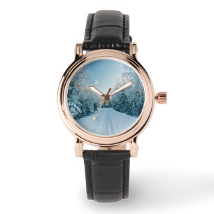 Relógio Gelo e neve Frozen Winter Road Russia, Sibéria