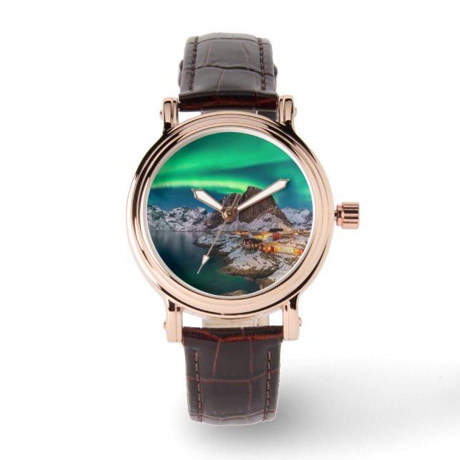 Relógio Gelo e neve | Luzes Nortes, Noruega (Frente)